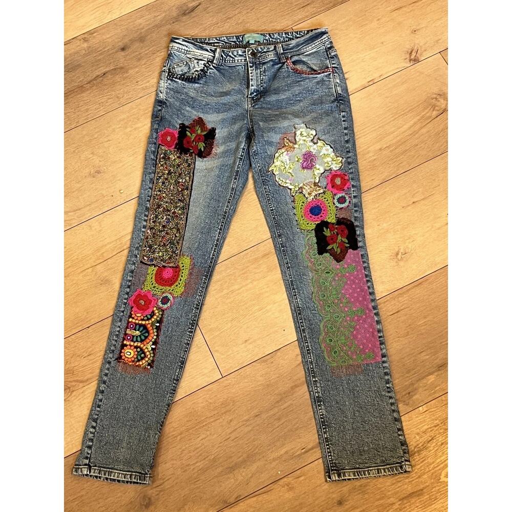 Antica Sartoria by Giacomo Jeans Cinque Beaded Embroidered Embellished Funky L